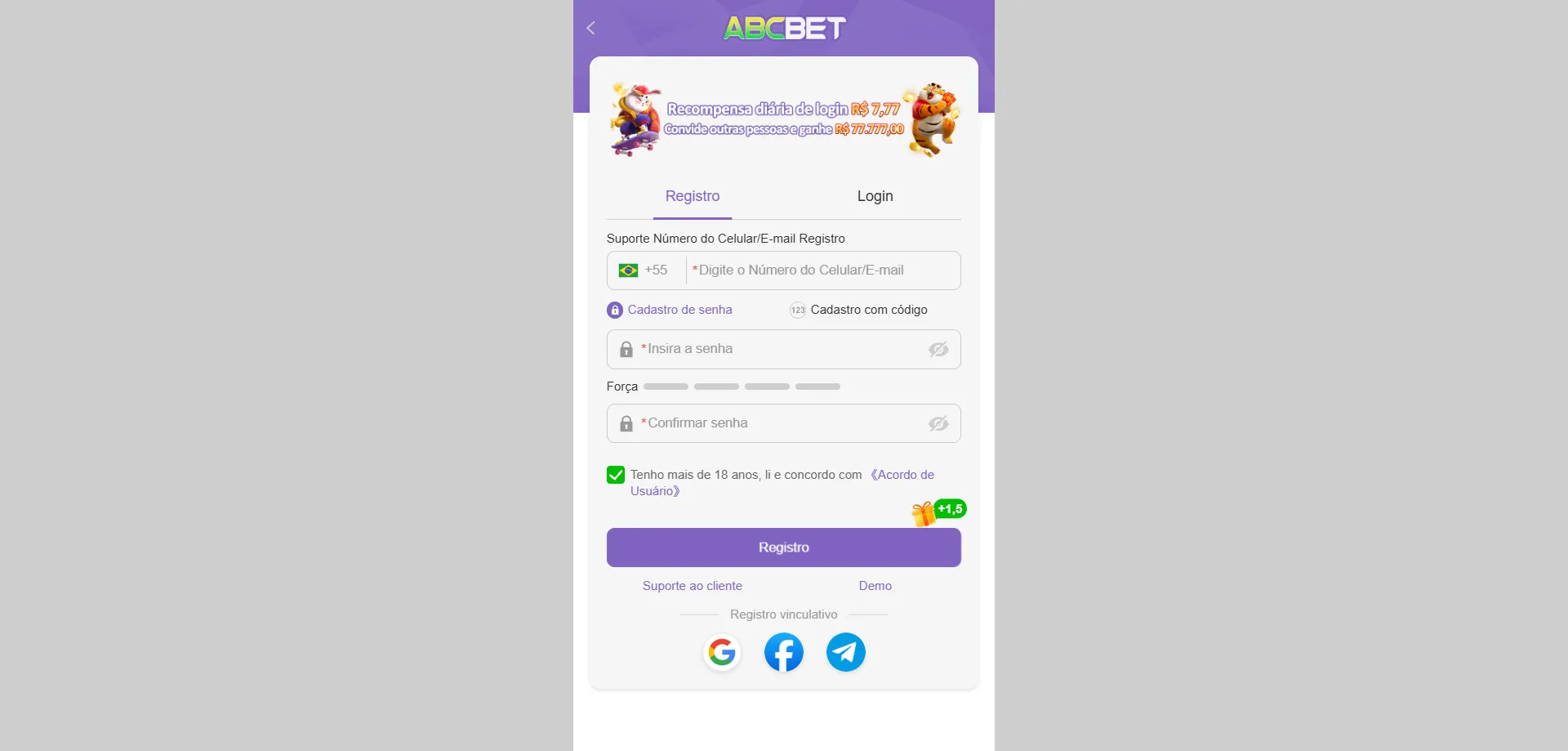 Cadastro no Abcbet Casino pelo link espelho oficial atualizado