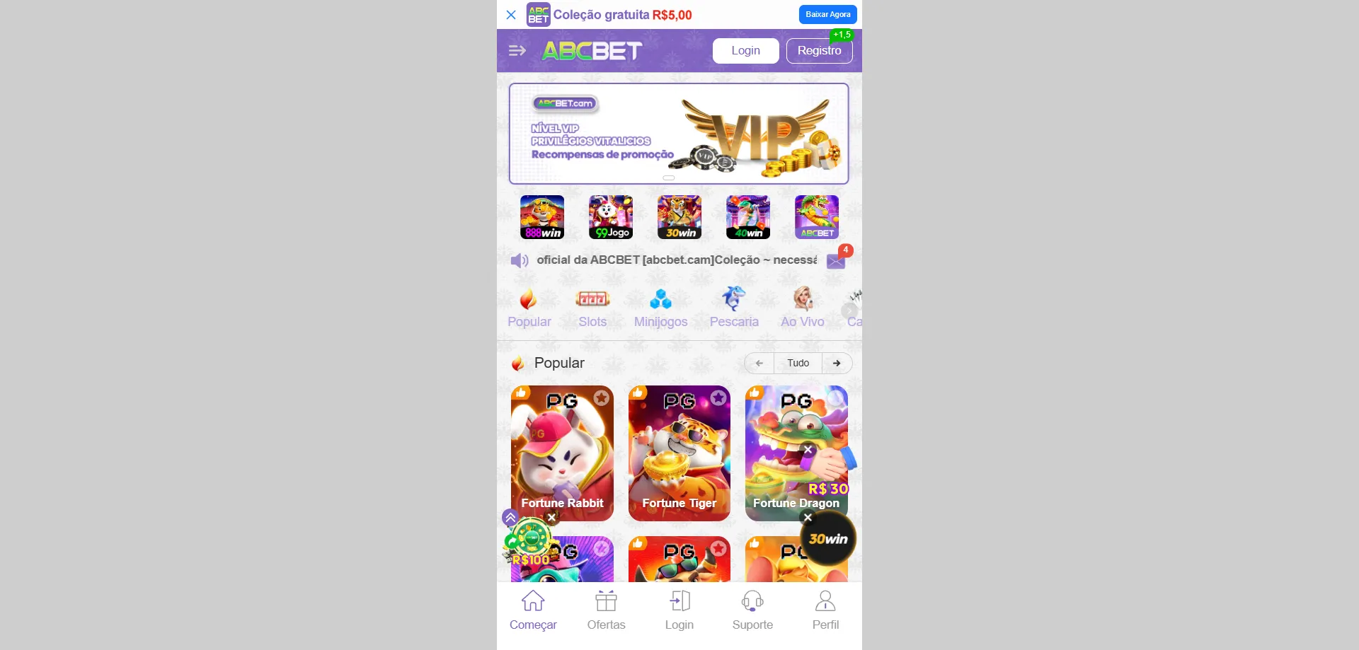 Site oficial abcbet casino — visão geral da plataforma